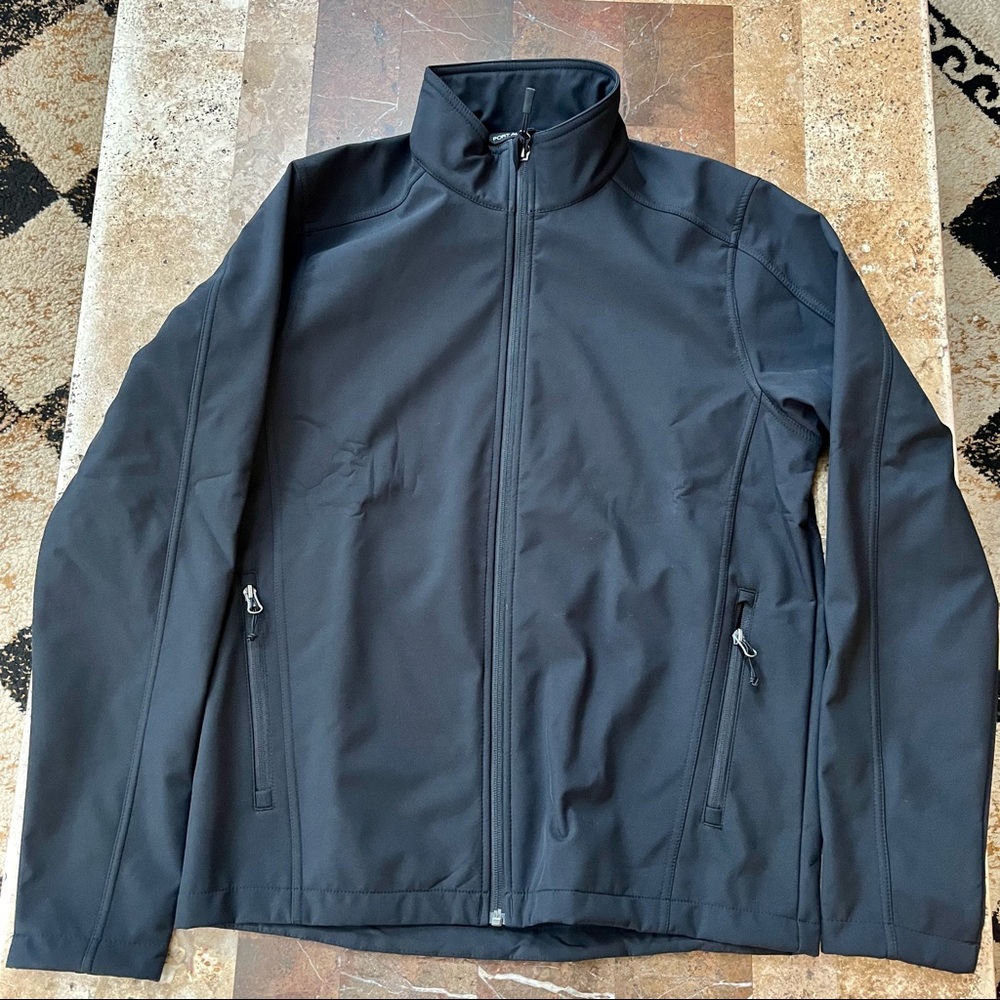 Men’s SZ S PORT AUTHORITY BLACK Fleece Lined Water Repellent Zipper Jacket BNWOT